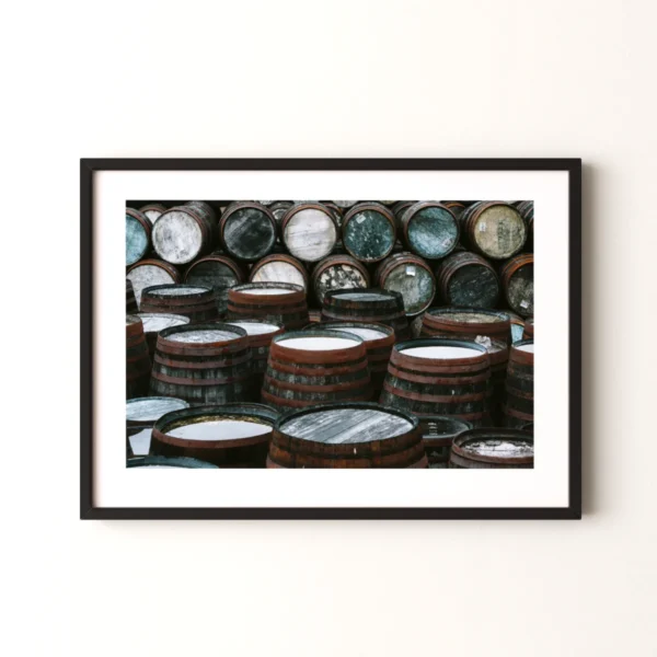 barrels-at-the-ben-black-frame Barrels at the Ben - Ben Nevis Distillery Giclée Print